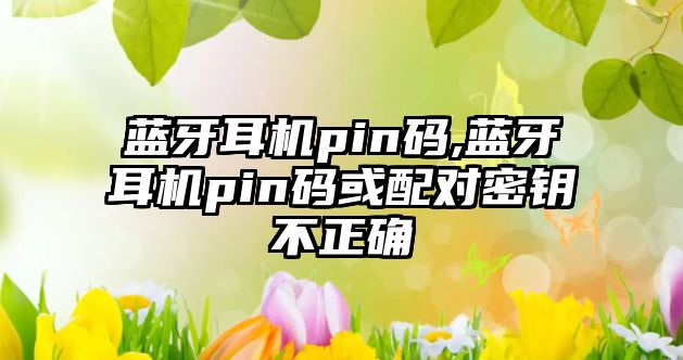 藍牙耳機pin碼,藍牙耳機pin碼或配對密鑰不正確