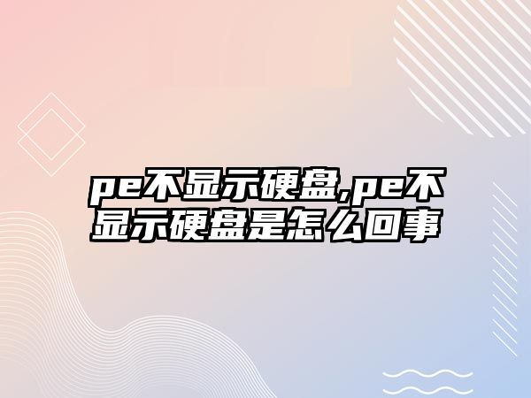 pe不顯示硬盤,pe不顯示硬盤是怎么回事