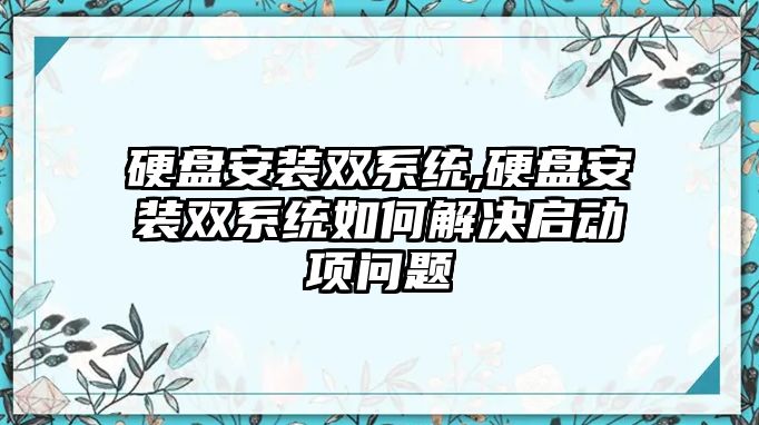 硬盤安裝雙系統,硬盤安裝雙系統如何解決啟動項問題