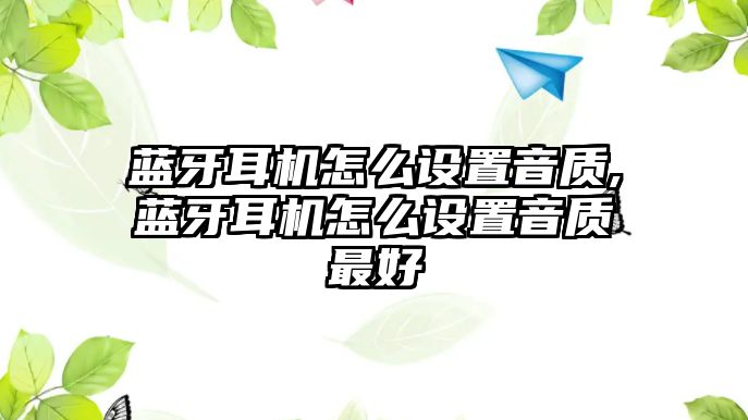 藍牙耳機怎么設置音質,藍牙耳機怎么設置音質最好