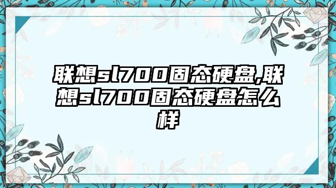 聯(lián)想sl700固態(tài)硬盤(pán),聯(lián)想sl700固態(tài)硬盤(pán)怎么樣