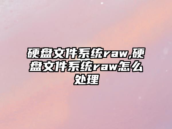 硬盤文件系統raw,硬盤文件系統raw怎么處理